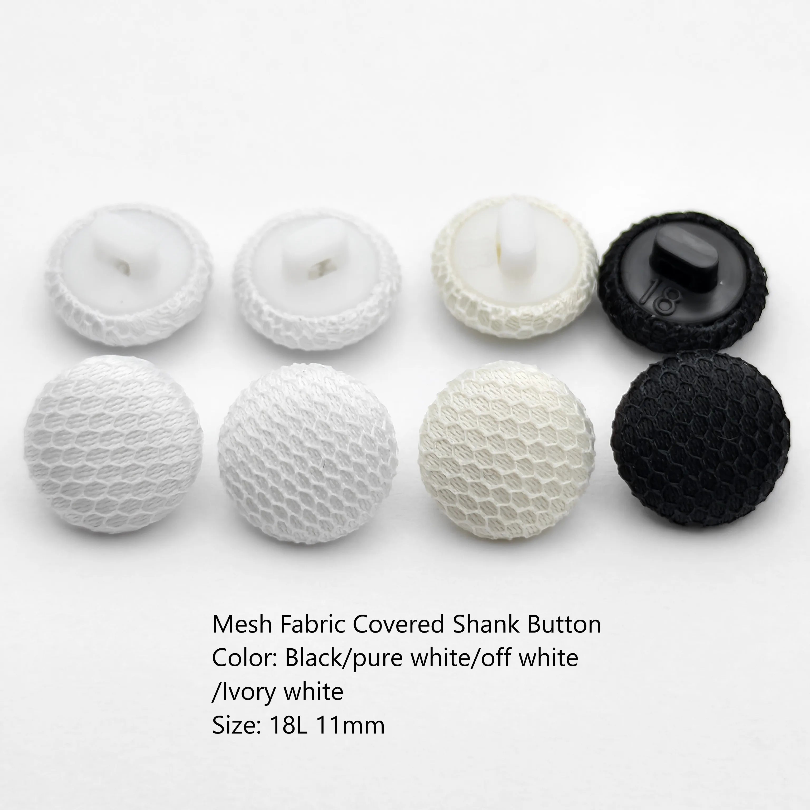 Accept Custom Eco-Friendly Satin Fabric Covered Plastic Shank Garment Buttons With Mesh Fabric Cover Mushroom Buttons