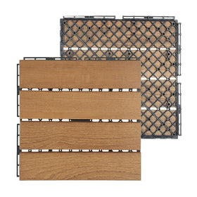Wholesale Waterproof Interlocking Removable Outdoor Floor Tiles-Burma Teak Wood Oil Finish Anti-slip Groove 5 Year Warranty
