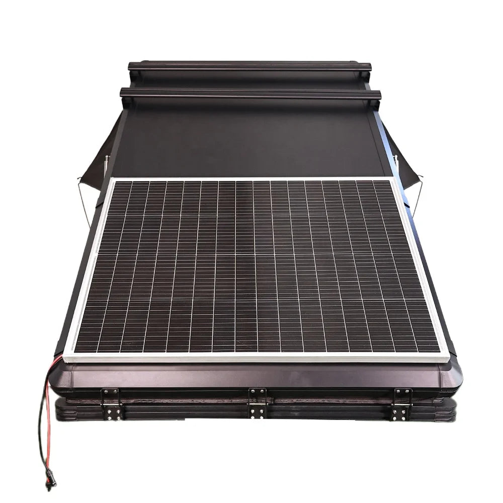Factory OEM 1.4m Aluminum One Bedroom Roof Tent Shell for Car Roof Top Offroad Camper Van Rooftop Tent Solar Panel 5000mm