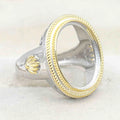Sterling Silver 15*20mm Semi Mount Men's Ring Frame Empty Blank Bar Bezel Setting S925 Base Without Center Stone for DIY Inlay