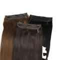 LONGFOR Straight Clip in Hair One Piece  Invisible Headband Wire Remy  Hair Extensions Human Hair