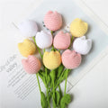 F504 Handmade Crocheted Flower Woven Silk Flower Tulip Knit Finished Ornament Gift Knitted Artificial Flowers for Mother's Day
