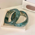 New Geometric Brown Resin Bracelet Irregular Design Acrylic Wide Bangles Band for Big Wrist Statement Costume Jewelry