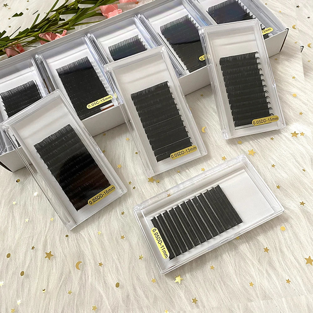 Matte Black Lash Extensions 0.10 0.15 0.20 B/C/D/CC/DD/J/L/M 5MM-25MM Eyelash Extension Individual Eyelash Extensions Wholesale