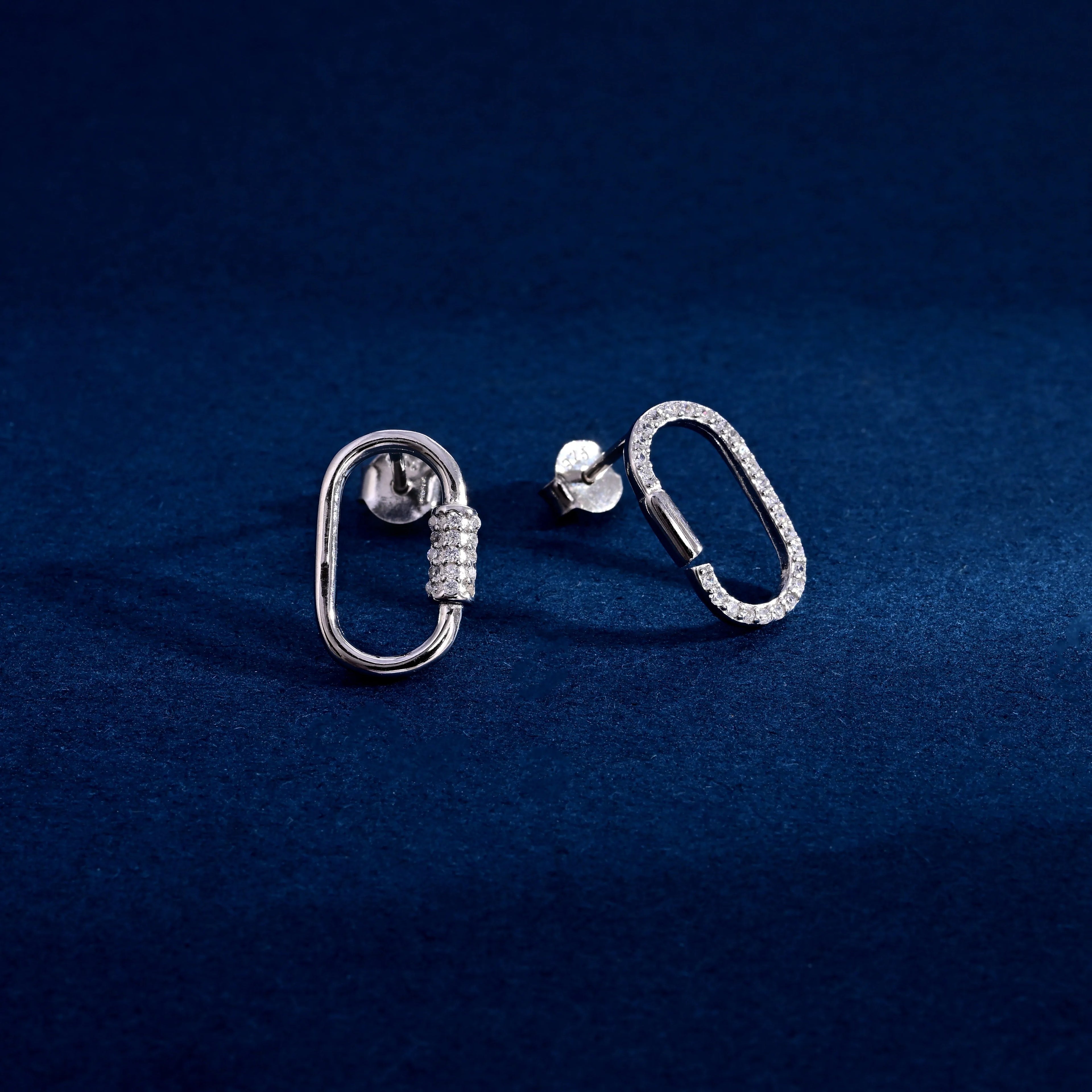 Wholesale Earrings Jewelry Rhodium Plated Cubic Zirconia Oval Shape Stud Earring 925 Sterling Silver Fine Jewelry Earrings