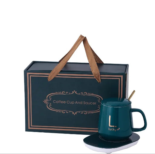 Wealtime Keep Hot 55 Degrees Ceramic Cup with USB Warmer Coffee Mug Heater Christmas Gift Sets Customized