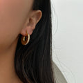 2024 Dazan Summer 18k Gold Plated Unique Hypoallergenic Stainless Steel Polished Super Shine Gear Iced Out Zircon Hoop Earrings