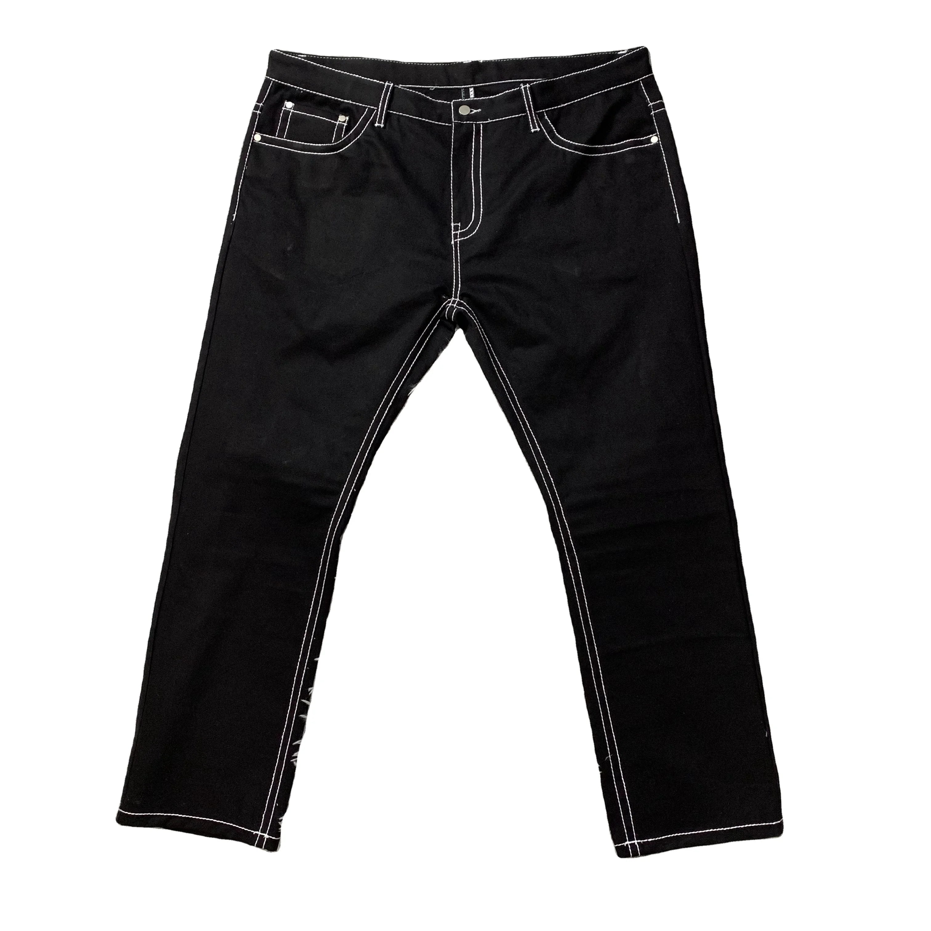 DENIMGUYS Custom Black Street Style 100% Polyester Men's Denim Jeans Embroidered Baggy Men Jeans