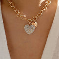 Elegant and Edgy Personality Sweetheart Necklace Round Pendant with OT Clasp Chain Micro-Encrusted Unique Necklace for Women
