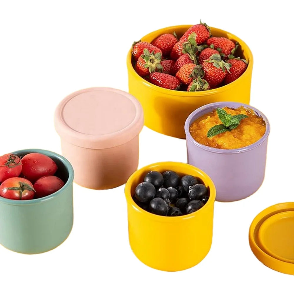 Am Azon Hot Selling Reusable 250ML Silicone Round Keep Fresh Bento Lunch Box Microwave Silicone Food Storage Container With Lid
