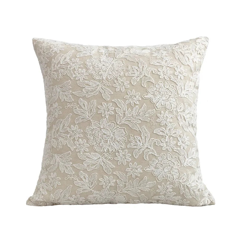 custom embroidered pillow light luxury lace large flower pillow cotton embroidered pillow covers decorative