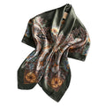 Large Cashew Flower Printed Hair Scarf Sunscreen Faux silk Square Smooth Retro Scarf Outdoor Women's Turban Hair Scarf