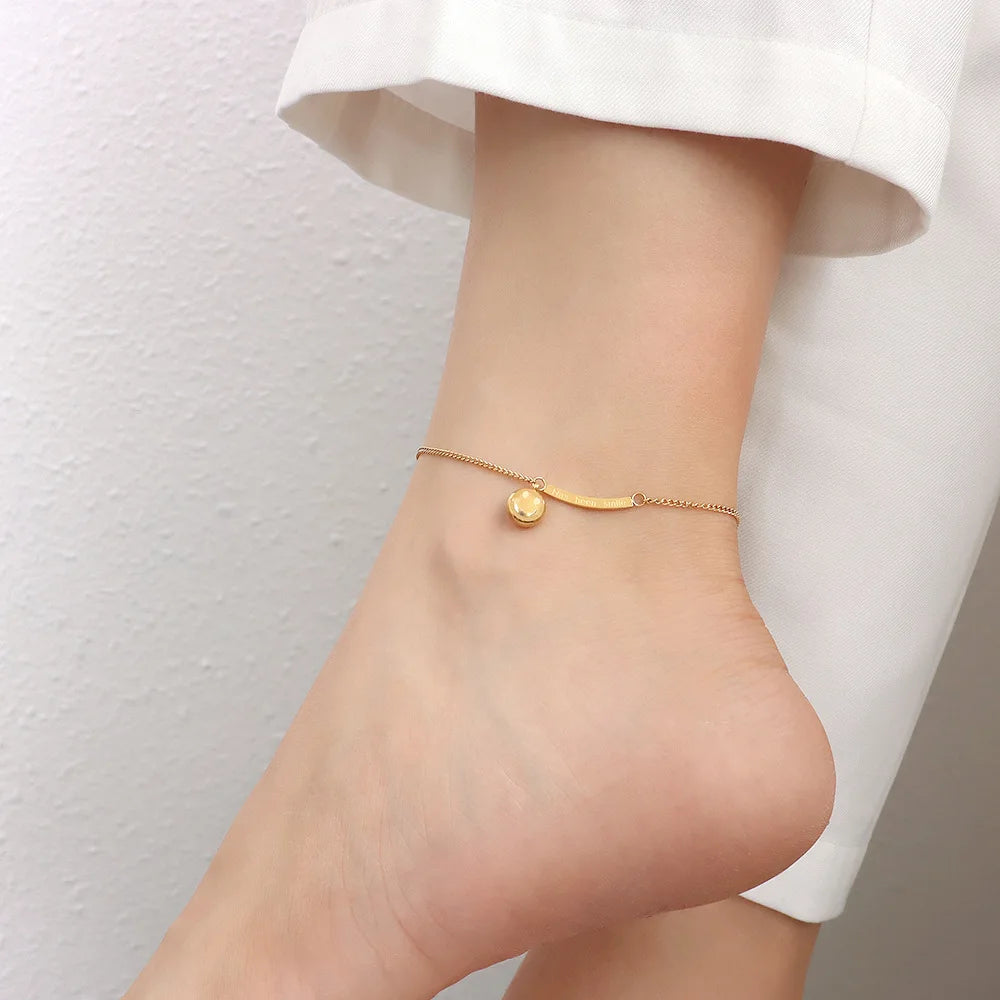 Hot Selling 18K Gold Plated Anklet Smile Face Pendant Anklet Stainless Steel Leg Chain Anklets Women
