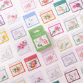 46-Piece Raccoon Flowers Set Fresh Plant Journal DIY Decorative Sealed Stickers Paper Box-Packed for Better Visibility