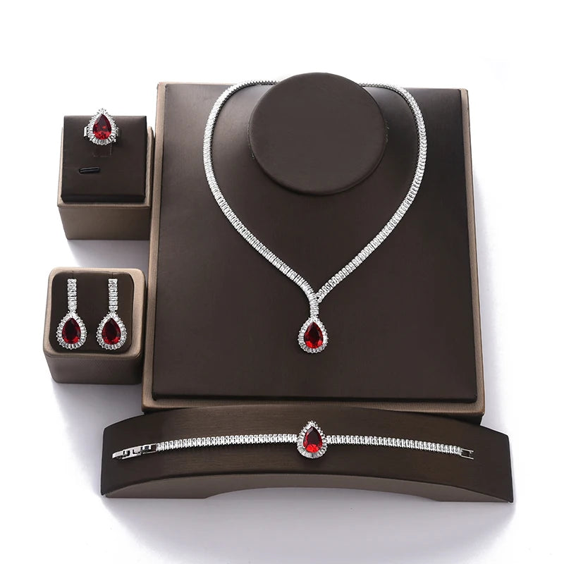 Echsio Fashionable Wedding Bridal Jewelry Set Wholesale  Party Copper Cubic Zircon Accessory Drop Shipping for Women BN7747