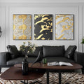 Luxury Gold Black Relief Canvas Home Living Room Decor Art Wall Hangings Poster