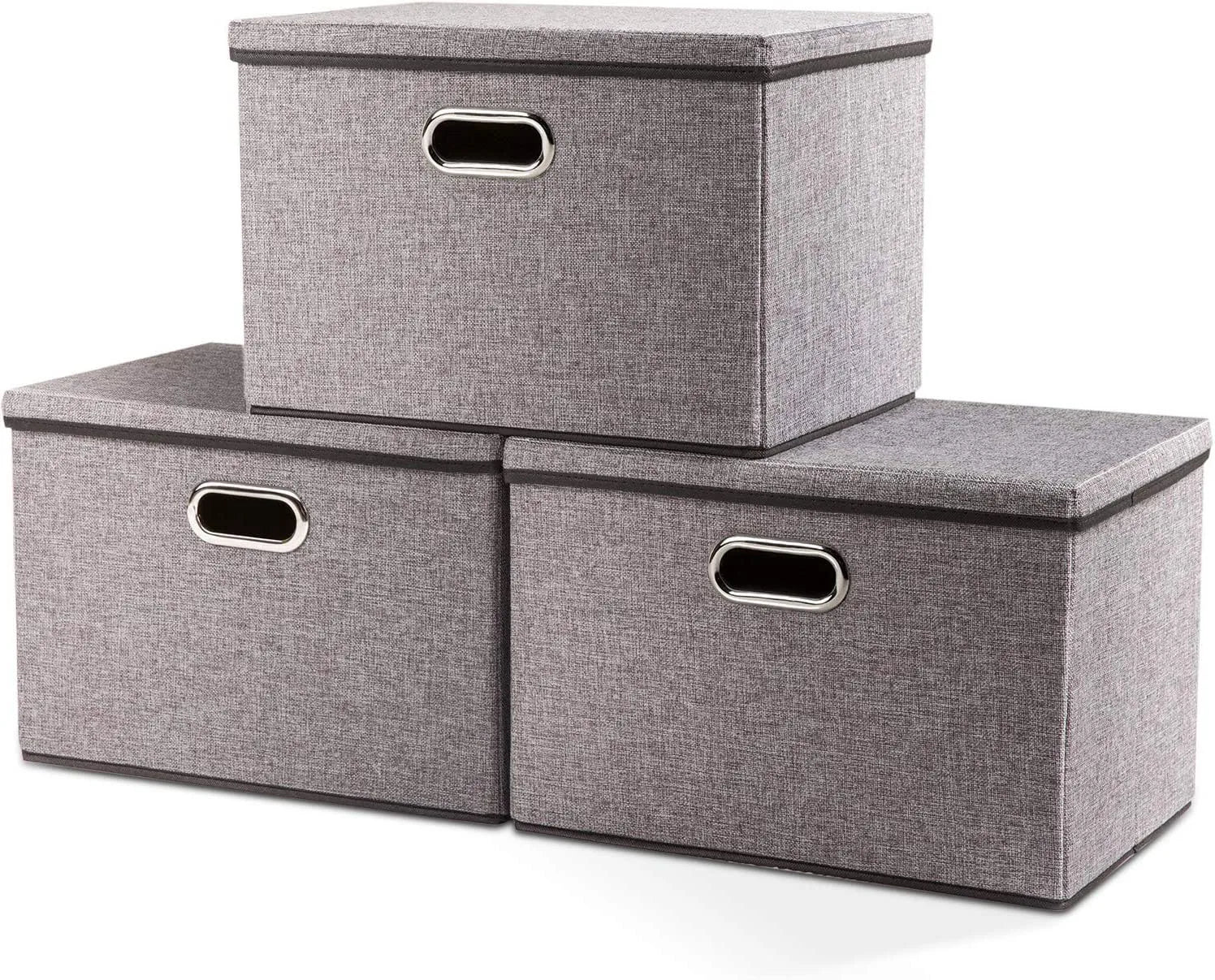 Home Closet Organizers with Lids Large Cotton Linen Fabric Folding Kids Toy Foldable Cotton Storage Box Bins Clothes Organizer