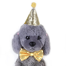 Wholesale Gold Glittery Pet Birthday Part Festival Hat with Bow Tie