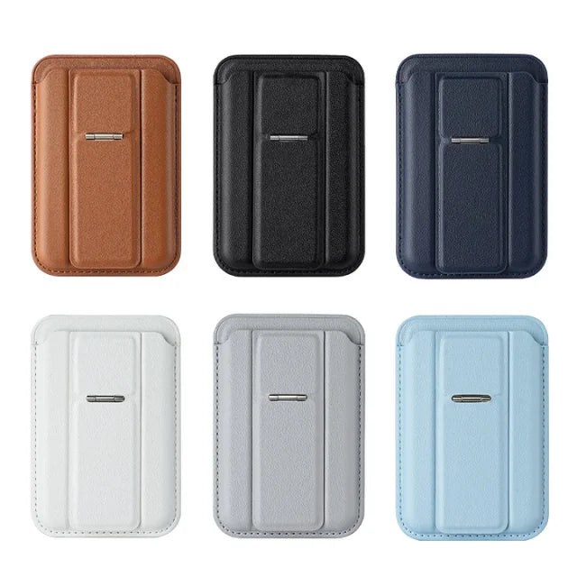 2026 New Trending Wallet Minimalist Portable PU Leather ABS Aluminum Card Holder for Men Leather Magnetic Wallet for IPhone12-17