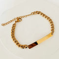 Cuban Chain Blank Bar Chain Bracelet Anklet Custom for Women Kids Children Bracelets Stainless Steel 18K Gold PVD Plated 2024
