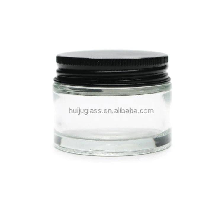 Durable Transparent Cosmetics Cream Glass Jar with Alu Lid