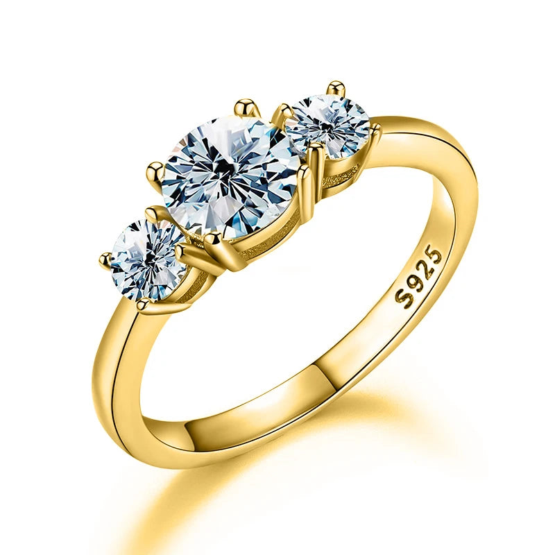 Gra Certificate Diamond Moissanite Ring 925 Sterling Silver 1 Ct Carat 14K 18K White Gold Vvs for Women Engagement Jewelry Gift