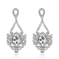 Wedding Bride Silver Rhinestone Statement New European and American Style Vintage Earrings and Earrings