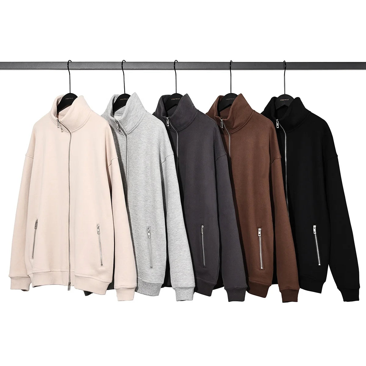 American Style Standing Neck Cardigan Sweater Men's and Women's Spring and Autumn Trend Loose Sports Coat Professional Customize