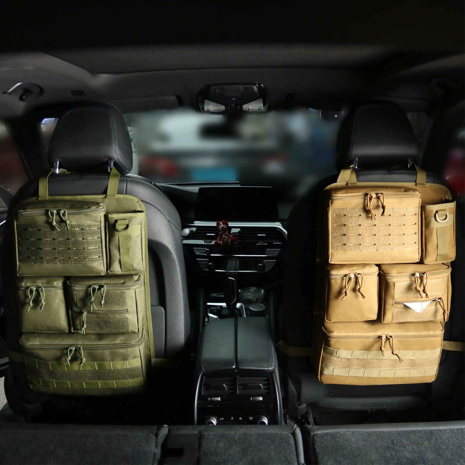 Outdoor Self-driving Hunting Seat Cover Bag Car Back Seat Organizer with 5 Tactical Accessories Molle Pouches Storage Bag