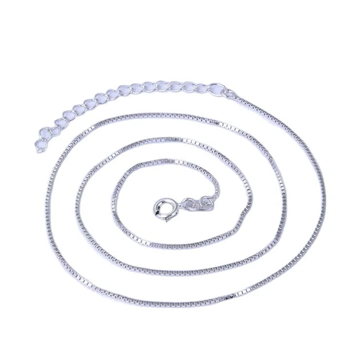 S925 Sterling Silver Ladies' Vintage Simple Box Chain Collarbone Necklace Elegant Jewelry Findings & Components
