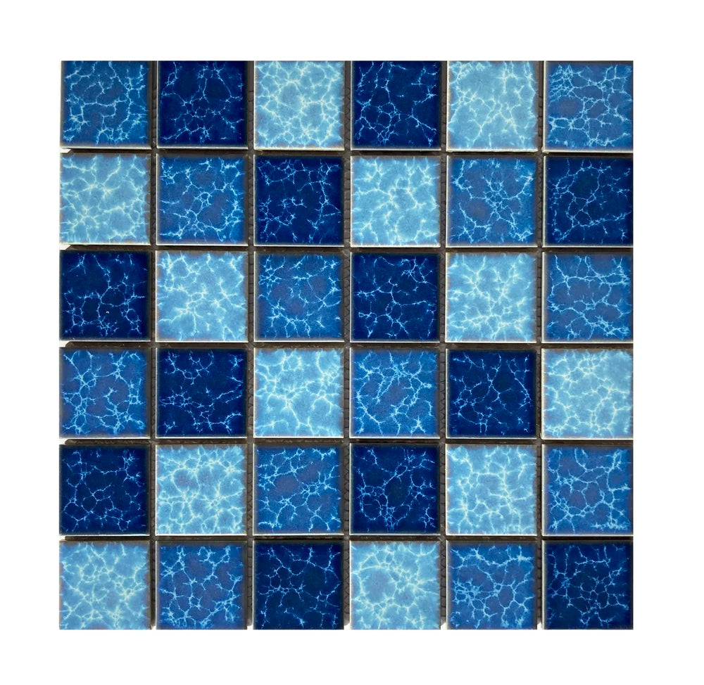 Good Quality Cheap 306*306mm Blue Color Glazed Square Swimming Pool Tile Ceramic Mosaic