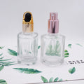 30ml square Glass Oil Serum Bottles with Rose Gold Fine Mist Lid