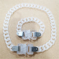 Punk Style Acrylic Chain and Steel Motorcycle Buckle Necklace Bracelet Cuban Chain Necklace
