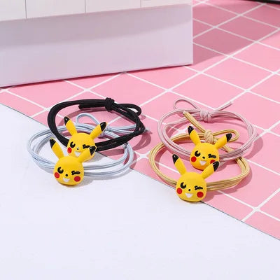 Korean Fashion Kids Hair Accessories 2021 New Design Cute Pikachu Cartoon Elastic Hair Bands in Bulk