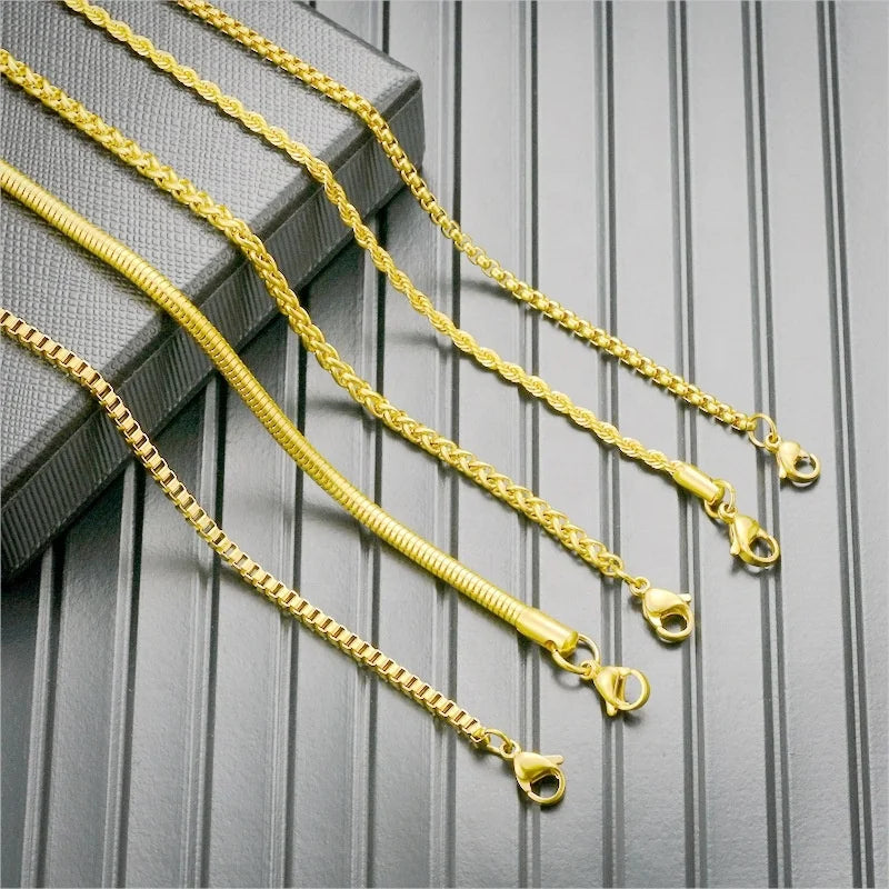 Wholesale Stainless Steel DIY Chain Pearl Box Round Snake Chain Twist Keel Chain Ornament Necklace Bracelet Jewelry Accessories