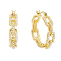 Fashion 18k Gold Plated Hip Hop Rock Cz Earring Diamond Cuban Link Chain Shaped Women Girl Hoop Chain Earrings