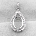 Sterling Silver 10*12mm Semi Mount Pendant Empty Frame Blank Support Setting S925 Base Holder Without Center Stone for DIY Inlay