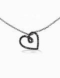 LOZRUNVE Statement Jewelry Factory Gold Filled 925 Silver Zirconia Black Diamond Heart Necklace
