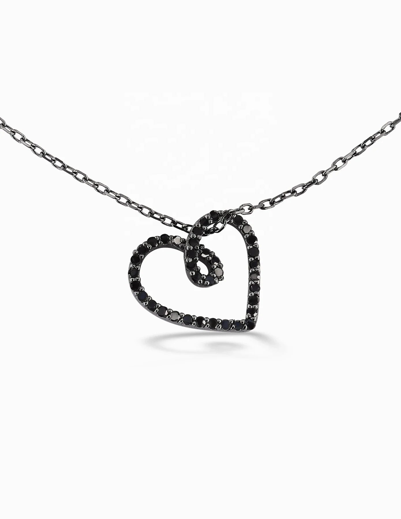LOZRUNVE Statement Jewelry Factory Gold Filled 925 Silver Zirconia Black Diamond Heart Necklace