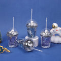 Promotional Kids Creative Small Plastic Carton Astronaut Shape Water Bottles with Straw