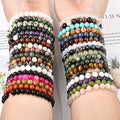 Gem Aura Gemstone 8mm Round Crystal Beaded Gemstone Genuine Stone Bracelet Natural Stone