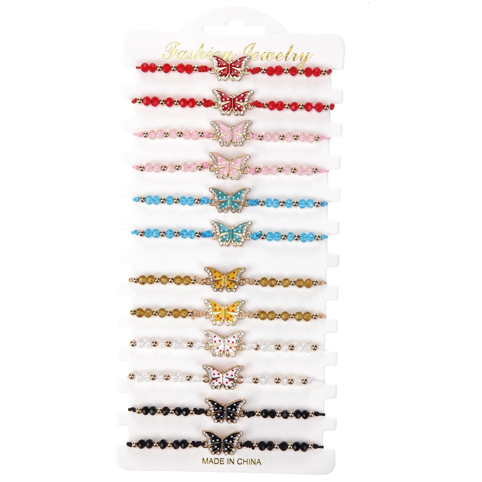 Adjustable Acrylic Crystal Bead Butterfly Bracelet for Women Hand-Woven Female Jewelry Accessory Gift Fashion Charm Bracelets