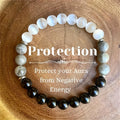 Minimalist Style White Amphibole Obsidian Opal Stone Jewelry Natural Stone Men's Bracelet Wholesale