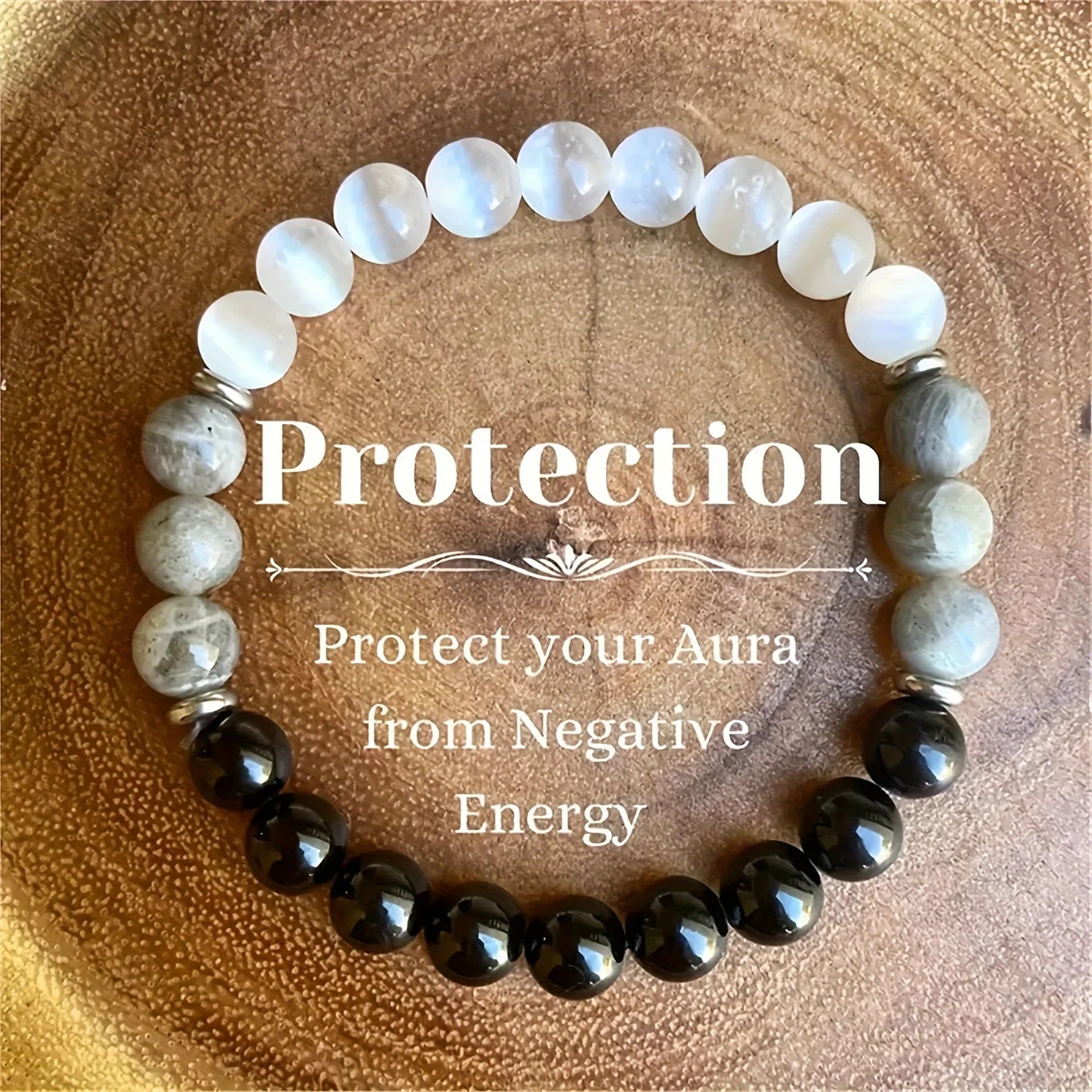 Minimalist Style White Amphibole Obsidian Opal Stone Jewelry Natural Stone Men's Bracelet Wholesale