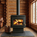 1550-sq ft Heating Area 14.4KW Indoor Cast Iron Steel Wood Stove Firewood Burning Stove with Fire Logs Wood Burning Heater