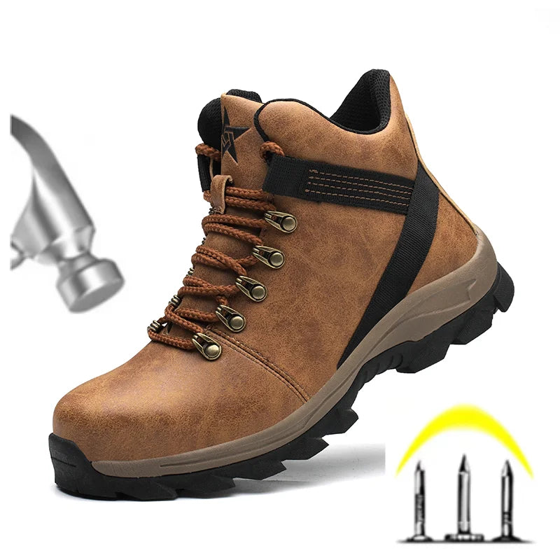 Anti Smash Wear Resistant High Cut Men Boots Non-Slip Waterproof Oil Resistant Safety Work Shoes for Men