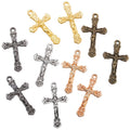 5 Color Cross Charms Plated Pendants Jewelry Making DIY Handmade Craft 32*19mm T29
