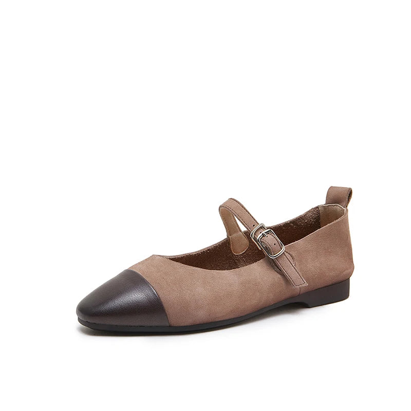 Wholesale High End Quality Genuine Leather Custom Round Toe Flat Ballet Flats Women's Mary Jane Casual Soft Light Weight Shoes