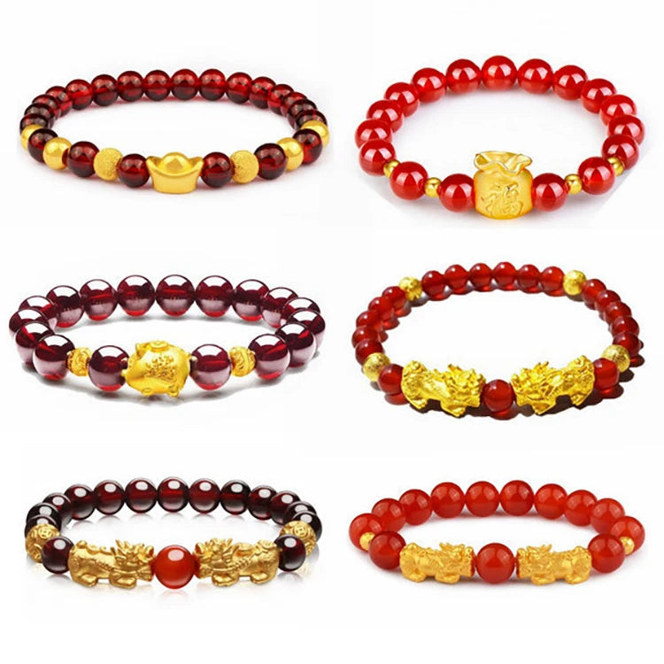 Main Product HotAgate Round Bead Brave Bracelet WomenGilded Garnet Bracelet Bracelet Wholesale