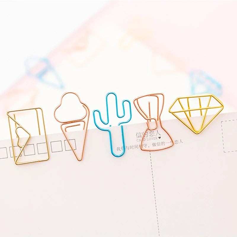 10pcs/pack Cute Creative Hollow Paper Clip Set Stationery Material School Stationery Metal File Clip Office Supply